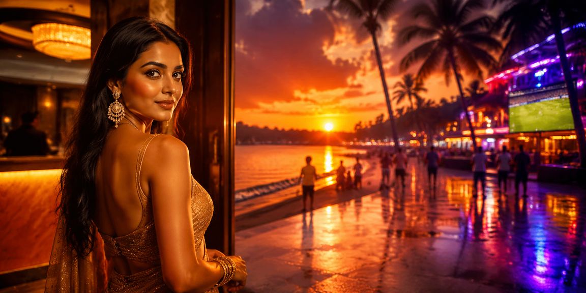 Goa beach scene with people enjoying responsible leisure activities